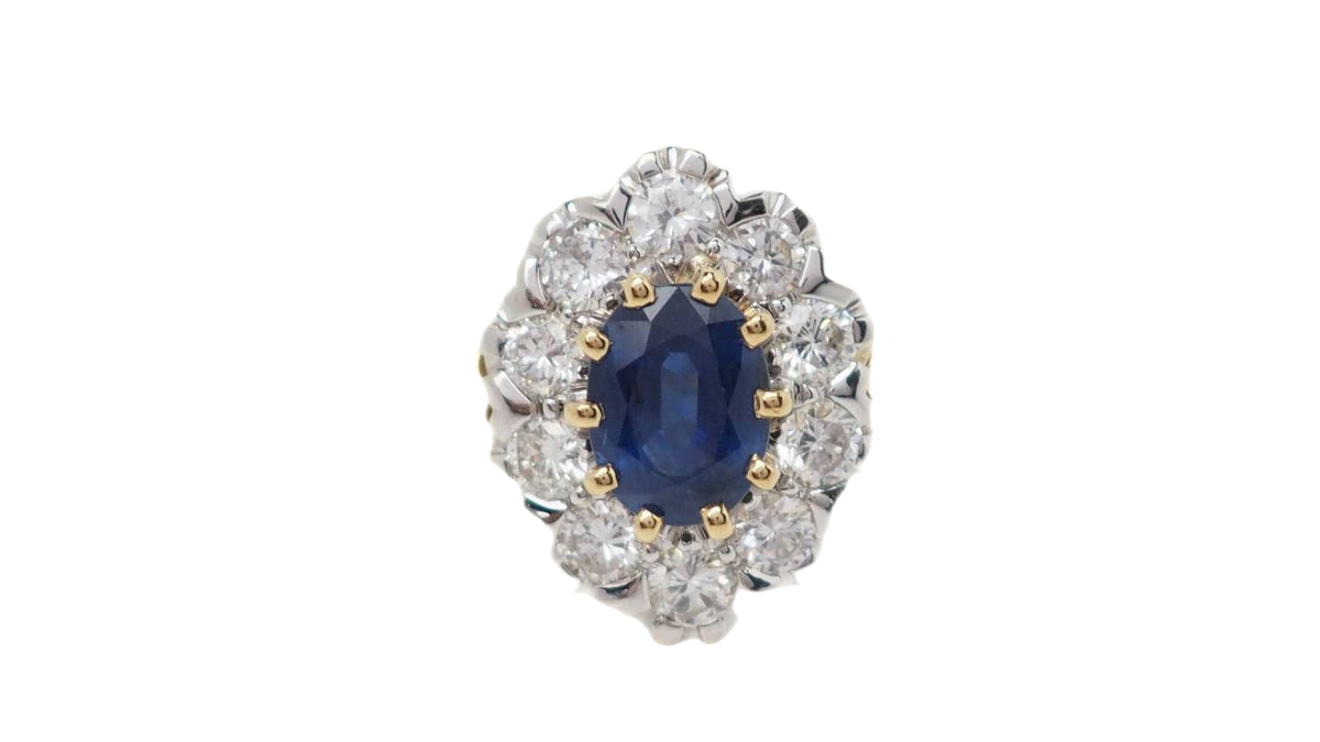 Bague Pompadour en Or jaune, Saphir et Diamant