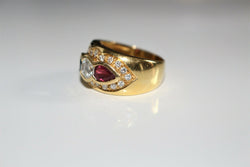 Bague Tricolore Saphir Diamant Rubis