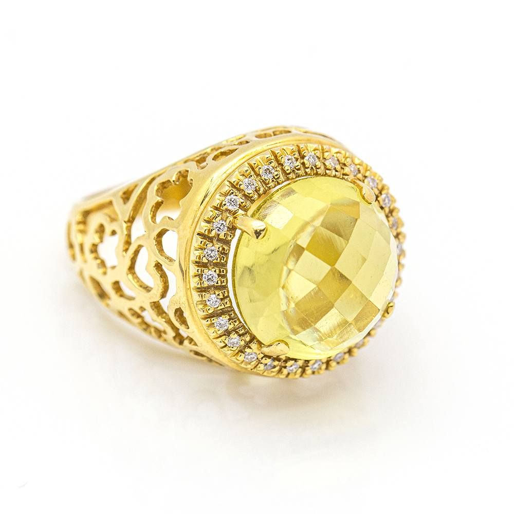 Bague en diamant et quartz citron
