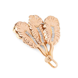 MELLERIO “Fan” clip brooch in yellow gold, platinum and diamonds