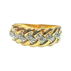 Bague tresse en or jaune et diamants