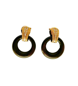 Paire de boucles d'oreilles VAN CLEEF & ARPELS en or jaune, diamants, ébène et cristal de roche