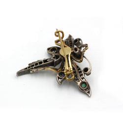 Broche Libellule XIXe - Or et argent