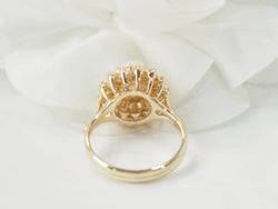 Bague marguerite en or jaune et perle de culture