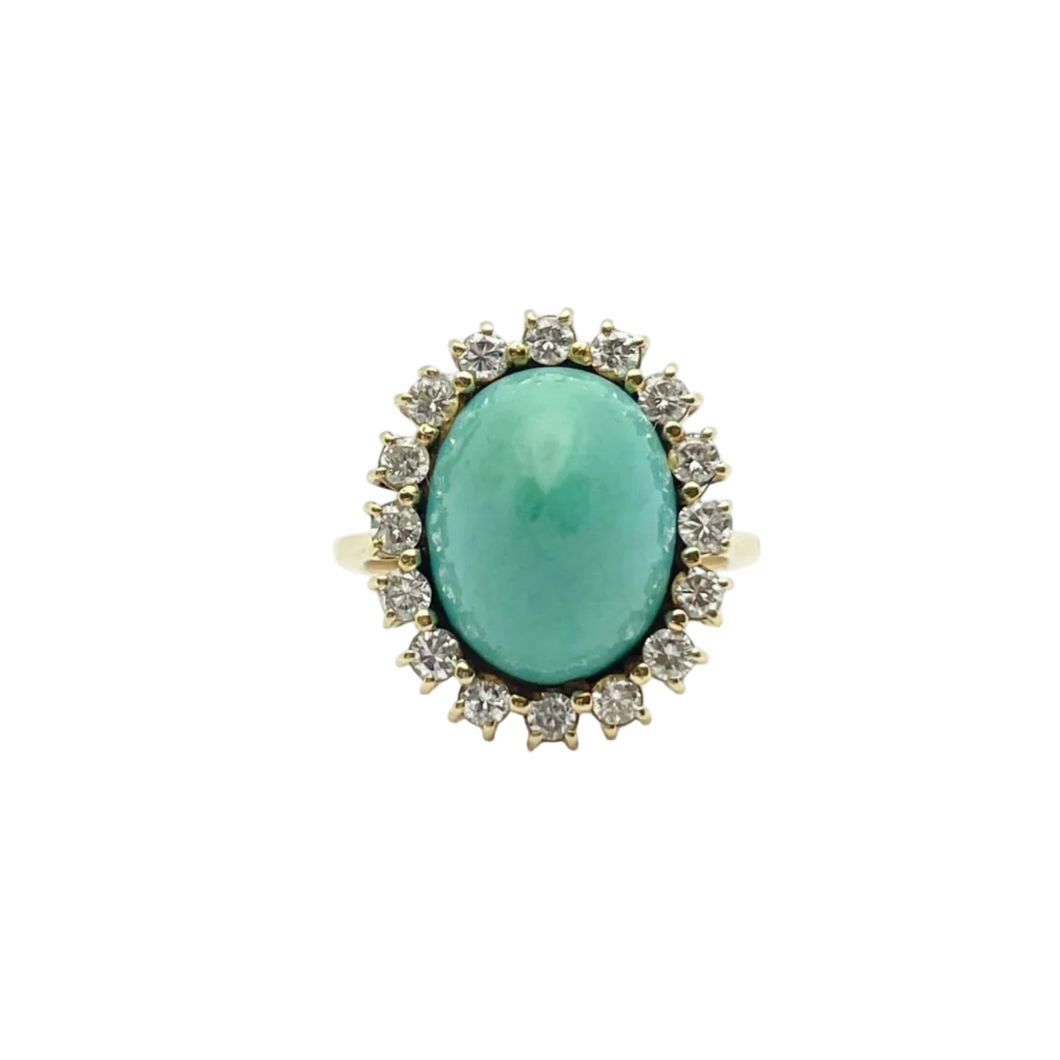 Bague Entourage en or jaune, turquoise et diamants