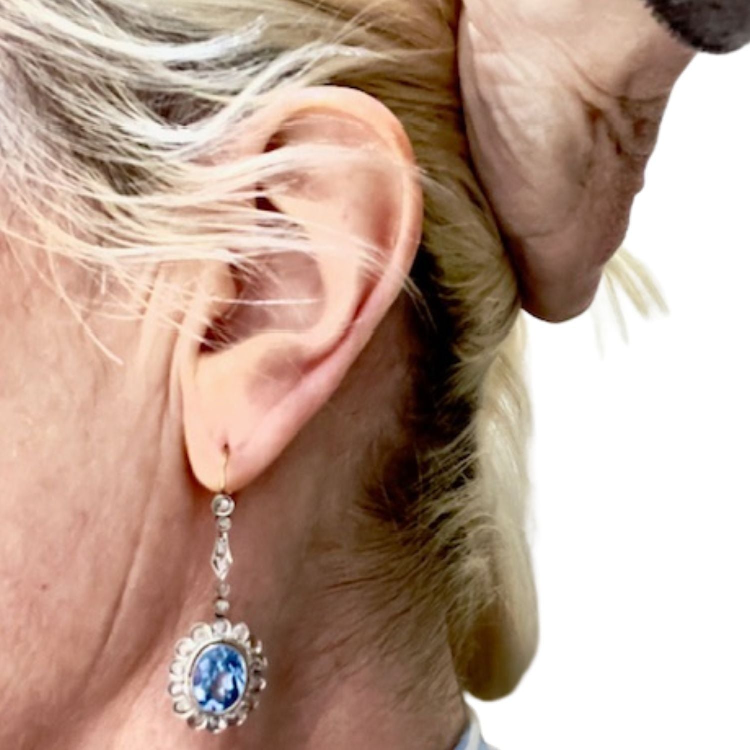 PENDIENTES DISEÑO ART DECO EPOCA 1930-1935 de ORO con VISTAS PLATINO