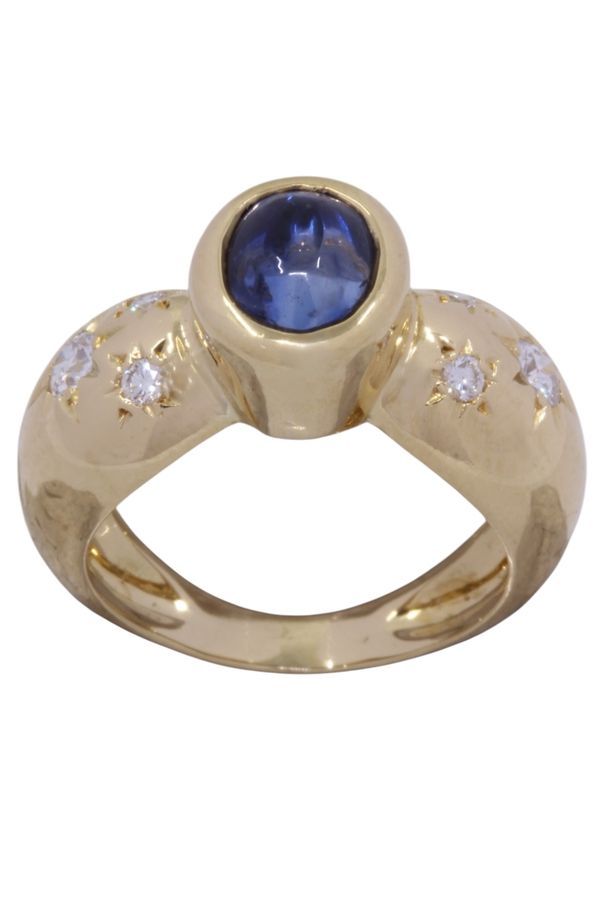 Bague saphir et diamants en or jaune