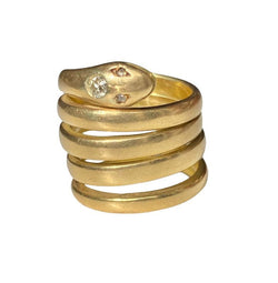 Bague composée d'un corps de serpent enroulé, en or jaune 18k