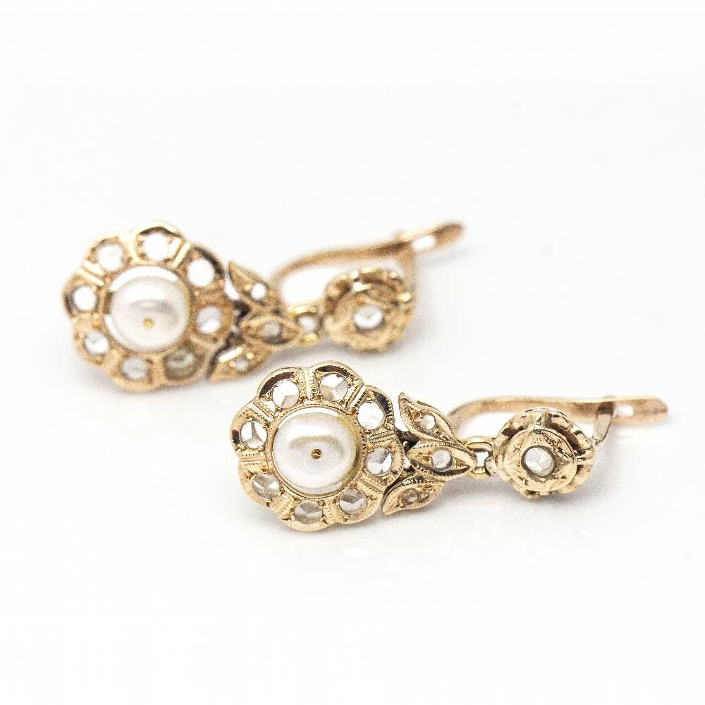 Boucles d'oreilles originales 1810 FLEUR avec diamants