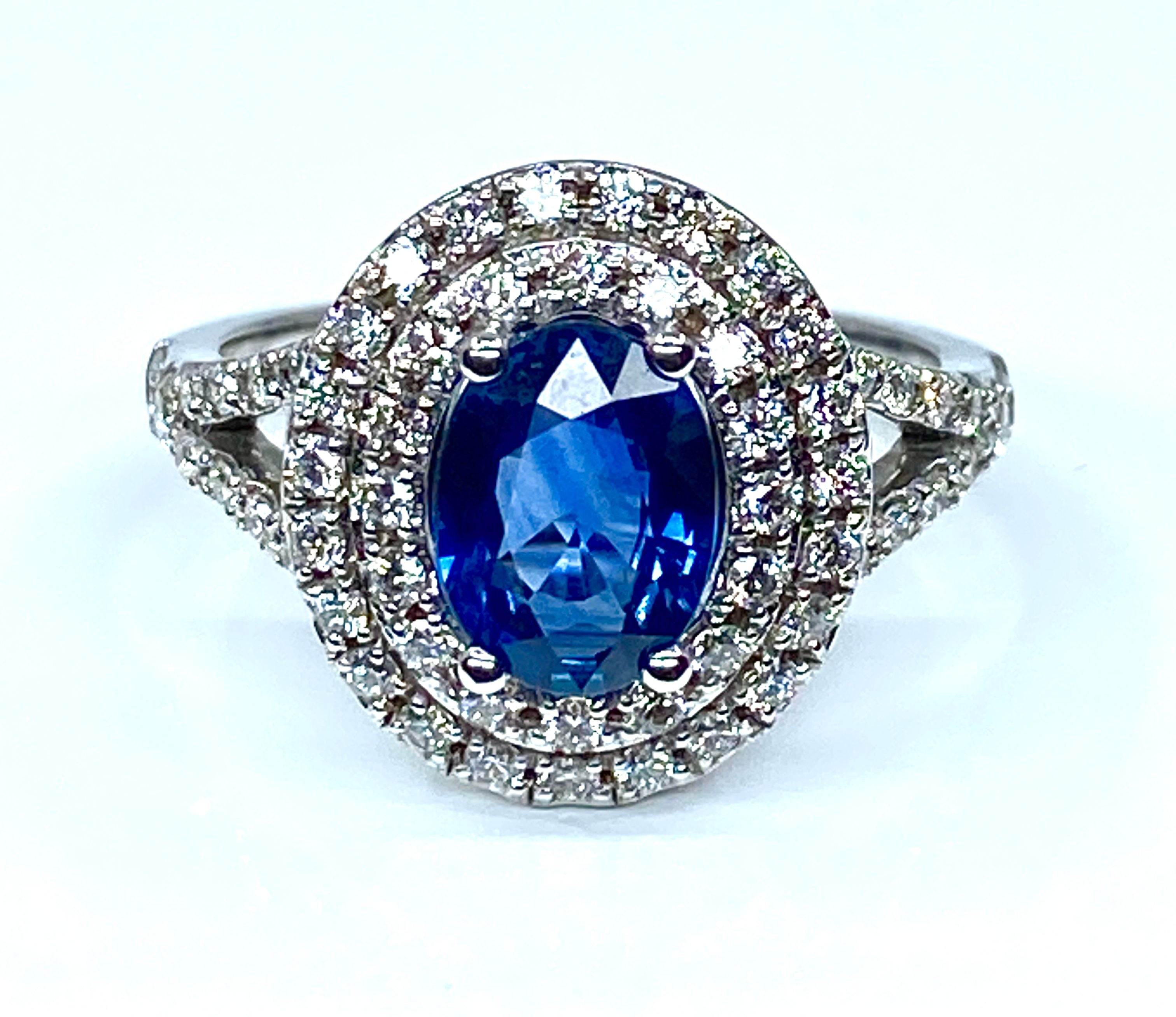18k white gold sapphire and diamond ring