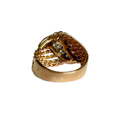 "Cordage" ring in pink gold, platinum and diamonds, French work, circa 1950