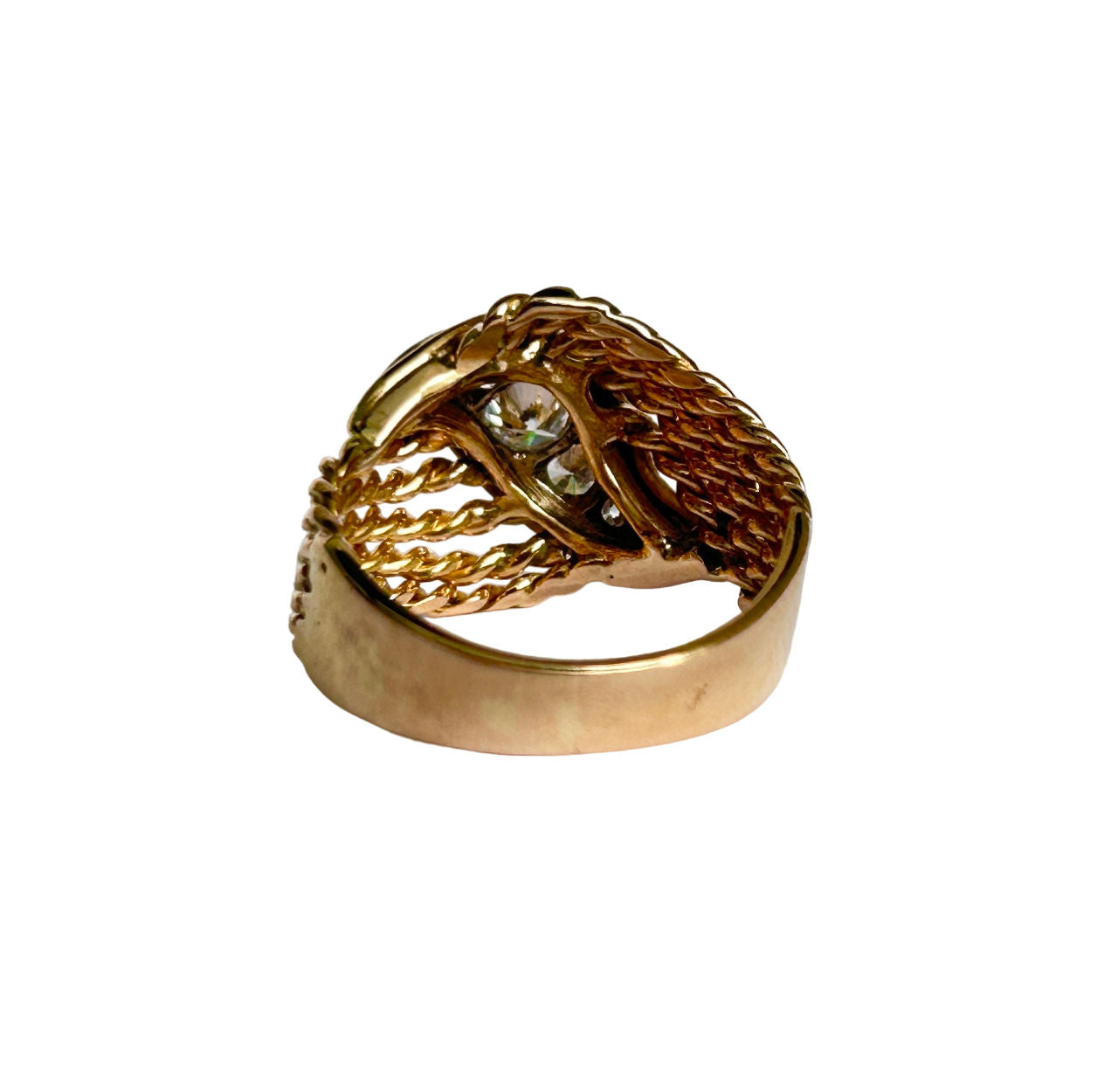 "Cordage" ring in pink gold, platinum and diamonds, French work, circa 1950