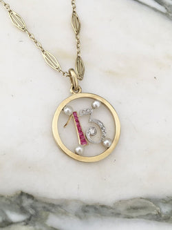 Pendentif Art Déco porte bonheur "13"