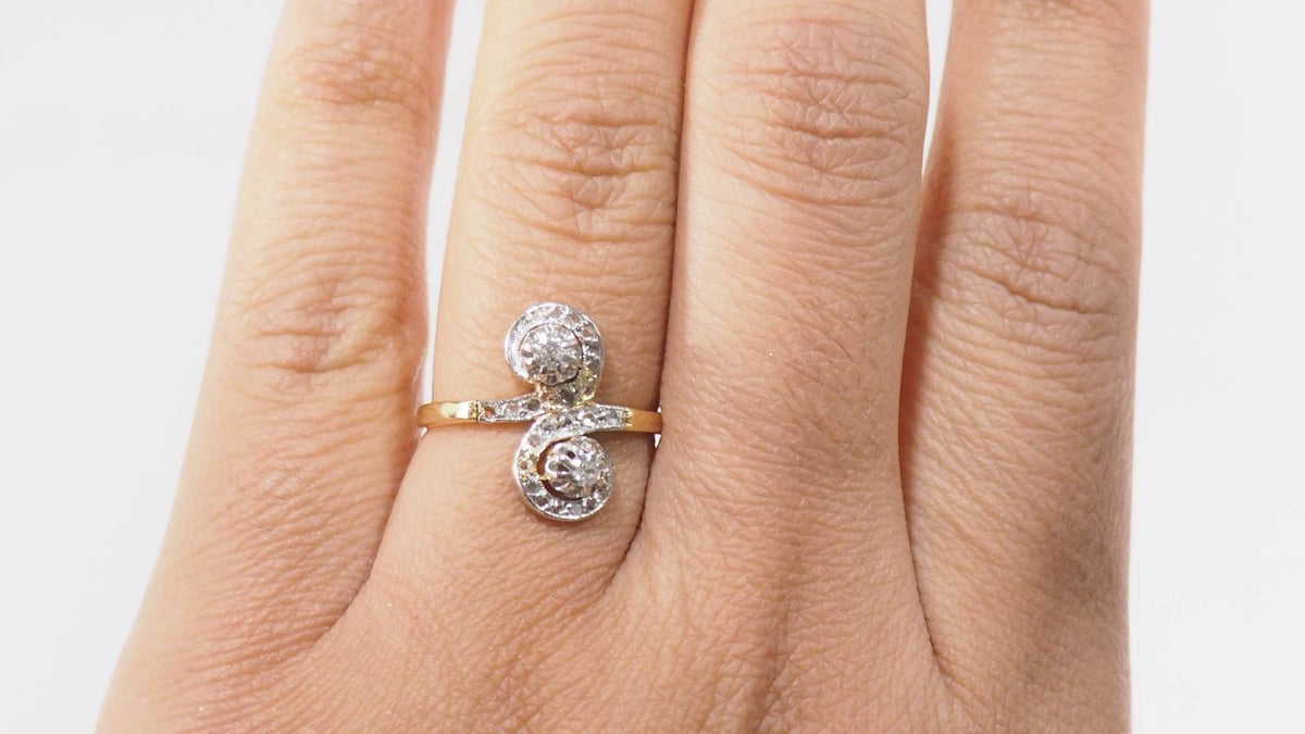Bague Toi et moi en or bicolore et diamants