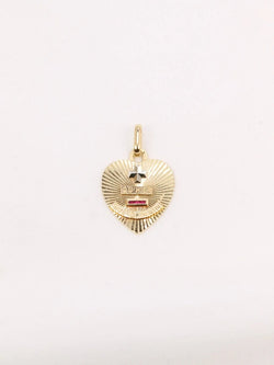 Médaille amour Augis coeur Plus qu'hier moins que demain or jaune rubis - Castafiore