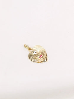 Médaille amour Augis coeur Plus qu'hier moins que demain or jaune rubis - Castafiore