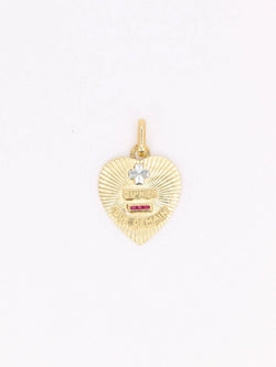Médaille amour AUGIS coeur strié Plus qu'hier moins que demain or jaune rubis - Castafiore