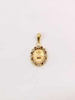 Médaille amour Augis ovale Plus qu'hier moins que demain or jaune diamant rubis - Castafiore