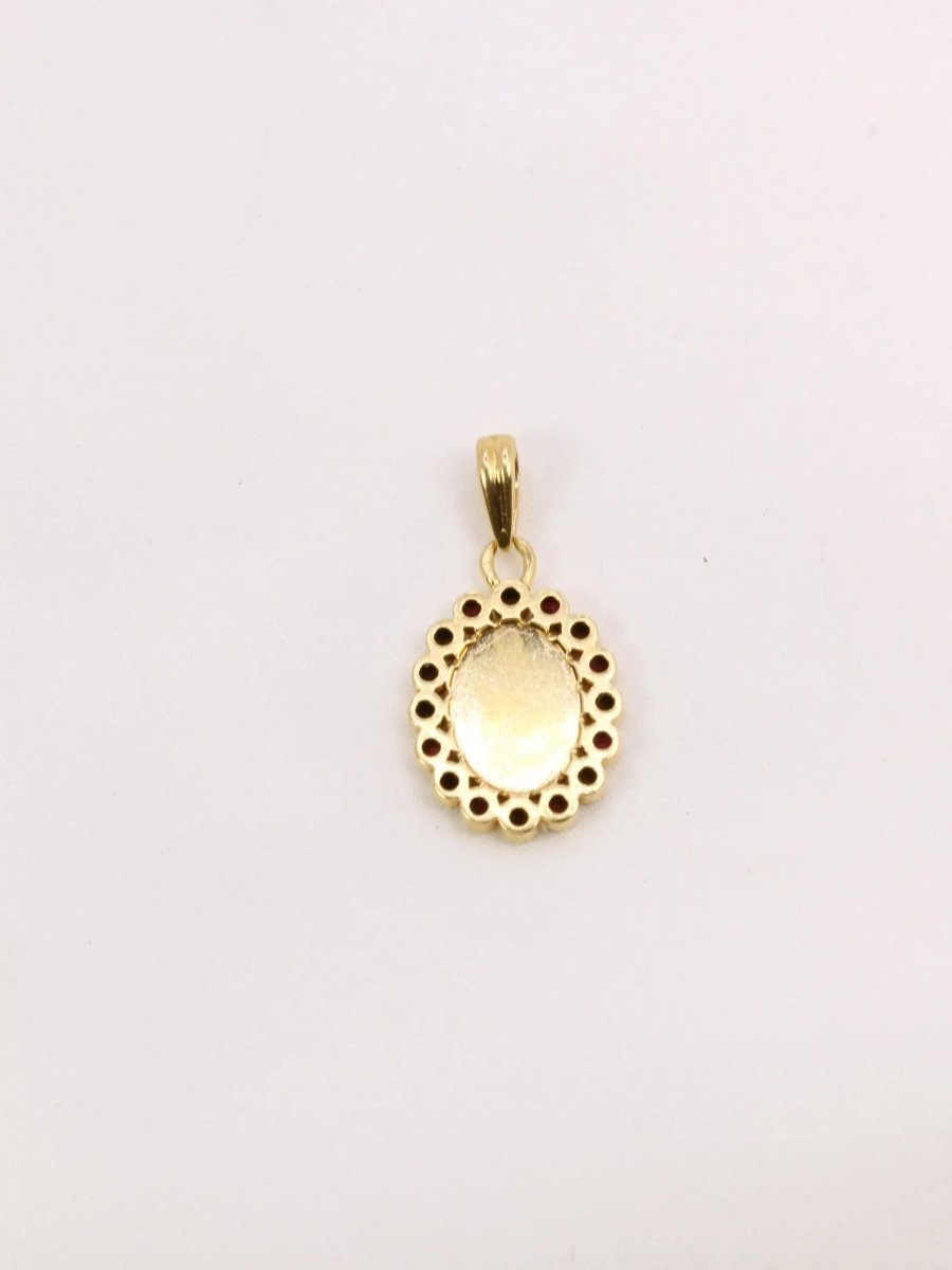 Médaille amour Augis ovale Plus qu'hier moins que demain or jaune diamant rubis - Castafiore