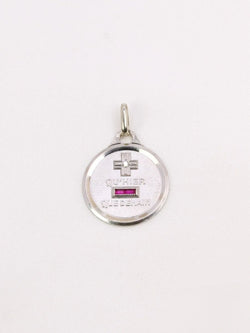 Médaille amour Augis ronde Plus qu'hier moins que demain or blanc diamant rubis - Castafiore