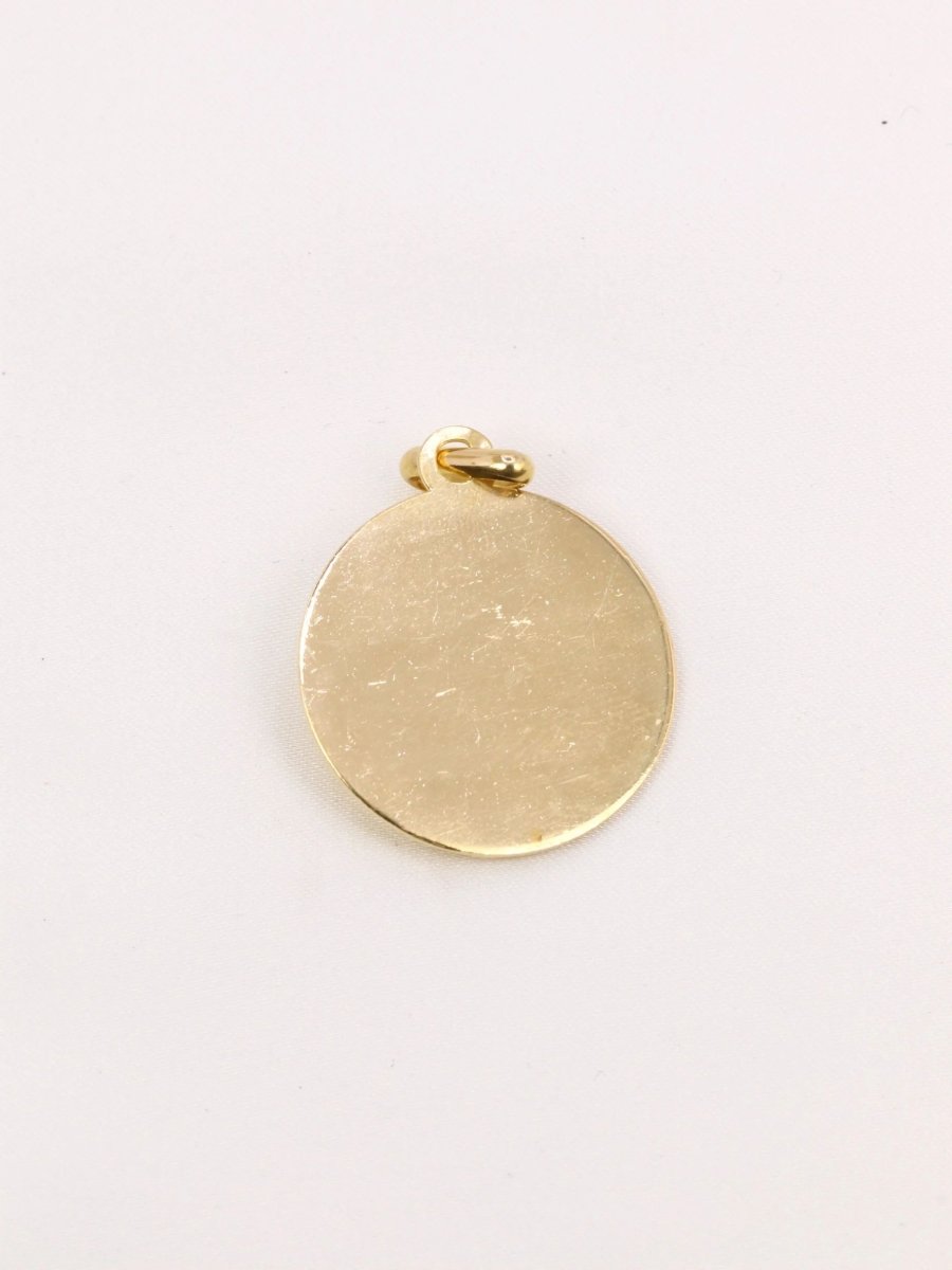 Médaille amour Augis ronde Plus qu'hier moins que demain or jaune diamant rubis - Castafiore