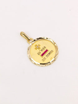 Médaille amour Augis ronde Plus qu'hier moins que demain or jaune diamant rubis - Castafiore