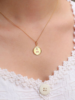 Médaille amour Augis ronde Plus qu'hier moins que demain or jaune diamant rubis - Castafiore