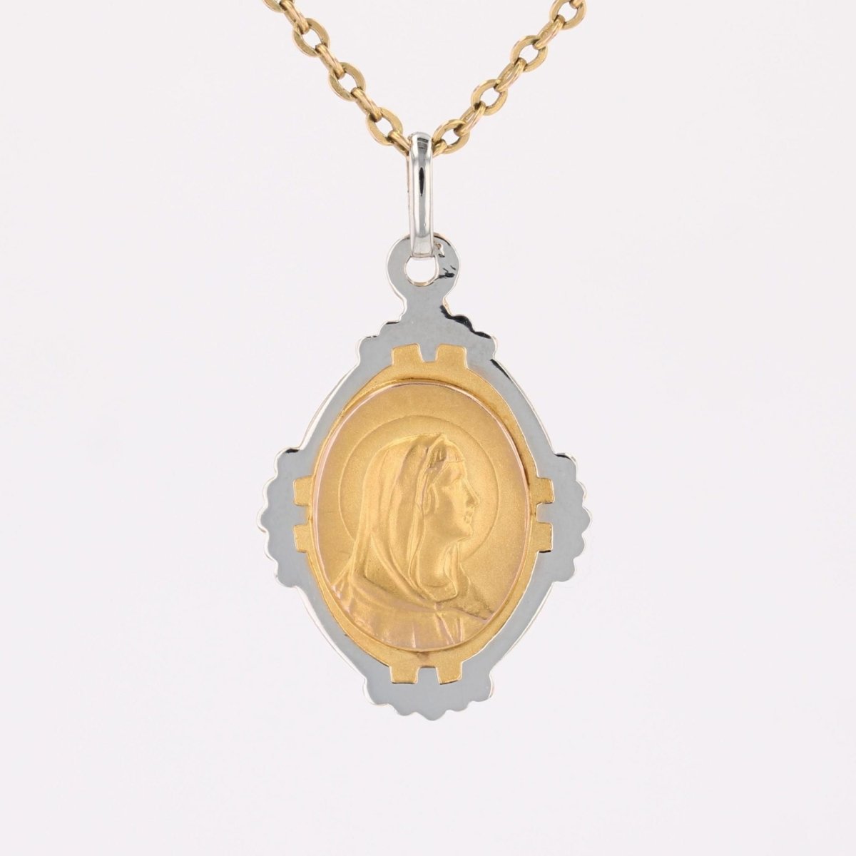 Médaille ancienne 2 ors Vierge Marie - Castafiore