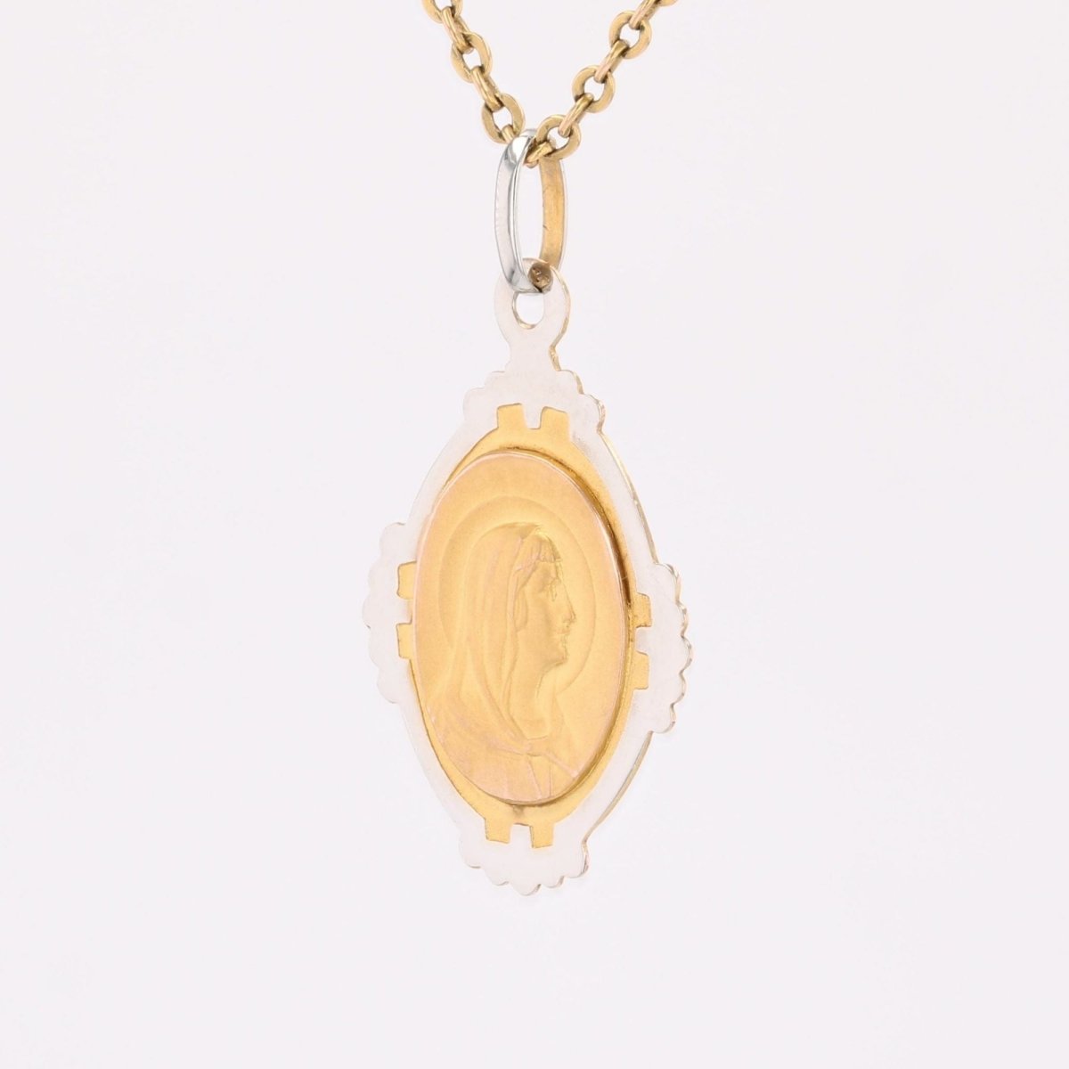 Médaille ancienne 2 ors Vierge Marie - Castafiore