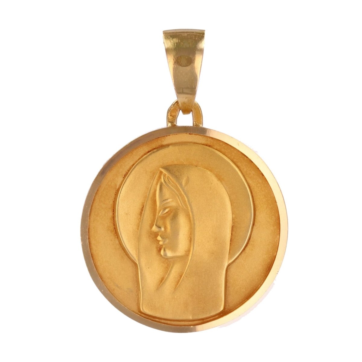 Médaille ancienne or satiné Vierge auréolée - Castafiore
