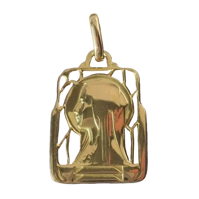 Médaille Art Déco Vierge Marie Vitrail - Castafiore