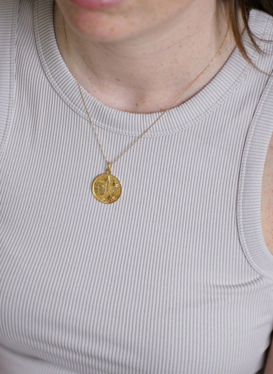 Médaille astrologique gémeaux or et diamants - Castafiore