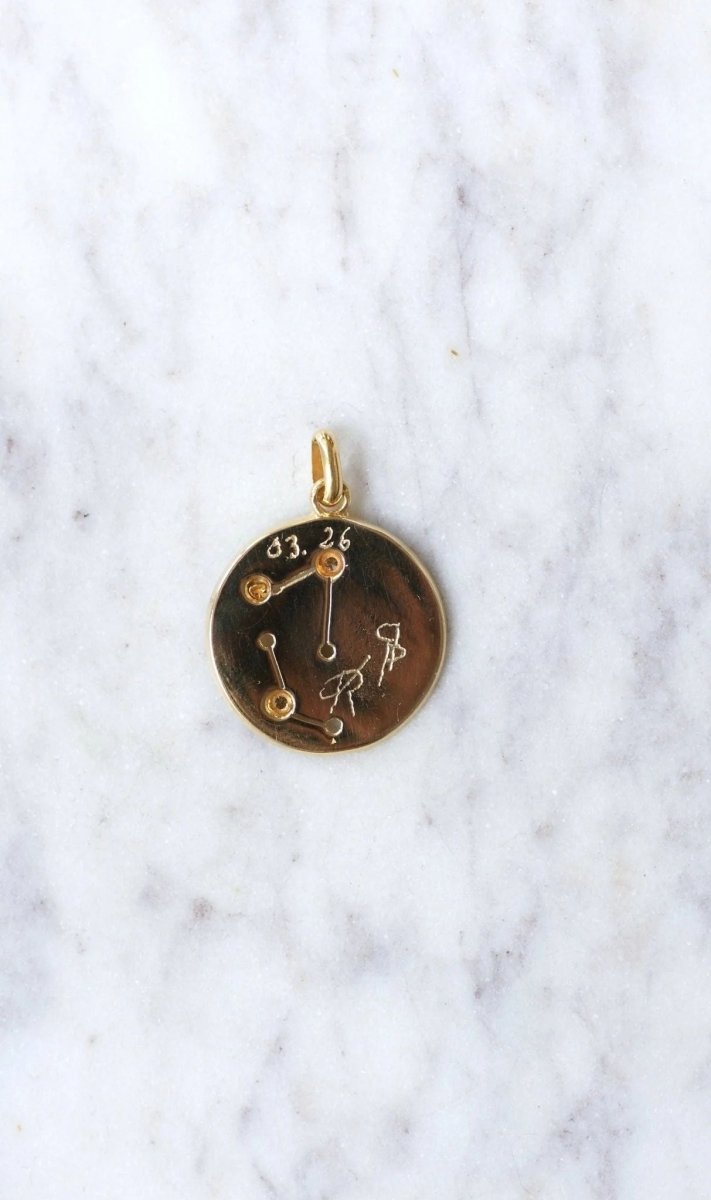 Médaille astrologique gémeaux or et diamants - Castafiore