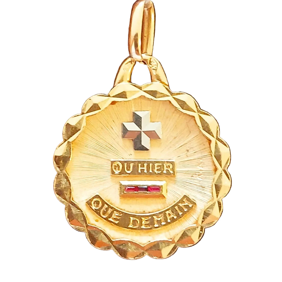 Médaille AUGIS Amour en or jaune et rose rubis - Castafiore