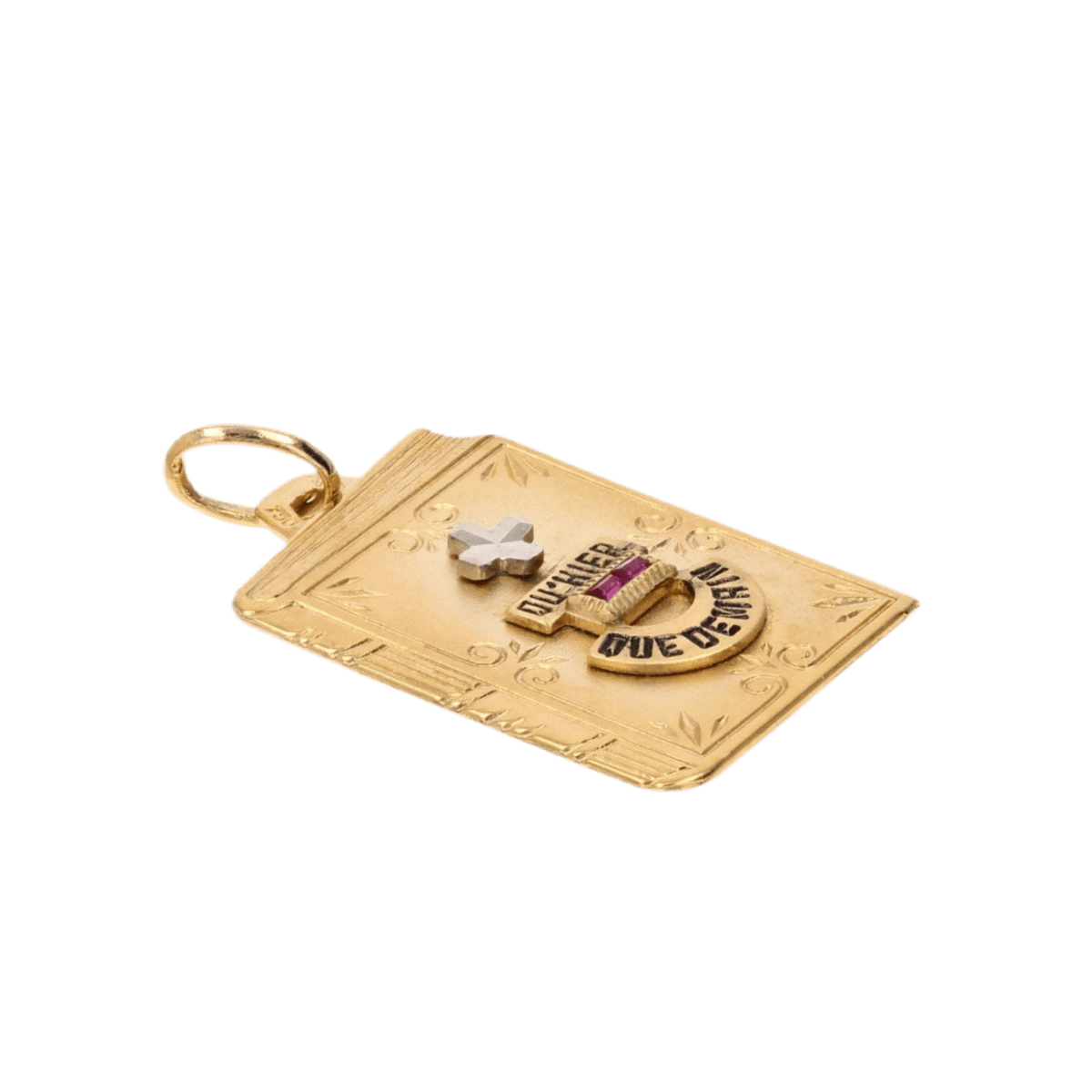 Médaille AUGIS en or jaune, émail et rubis - Castafiore