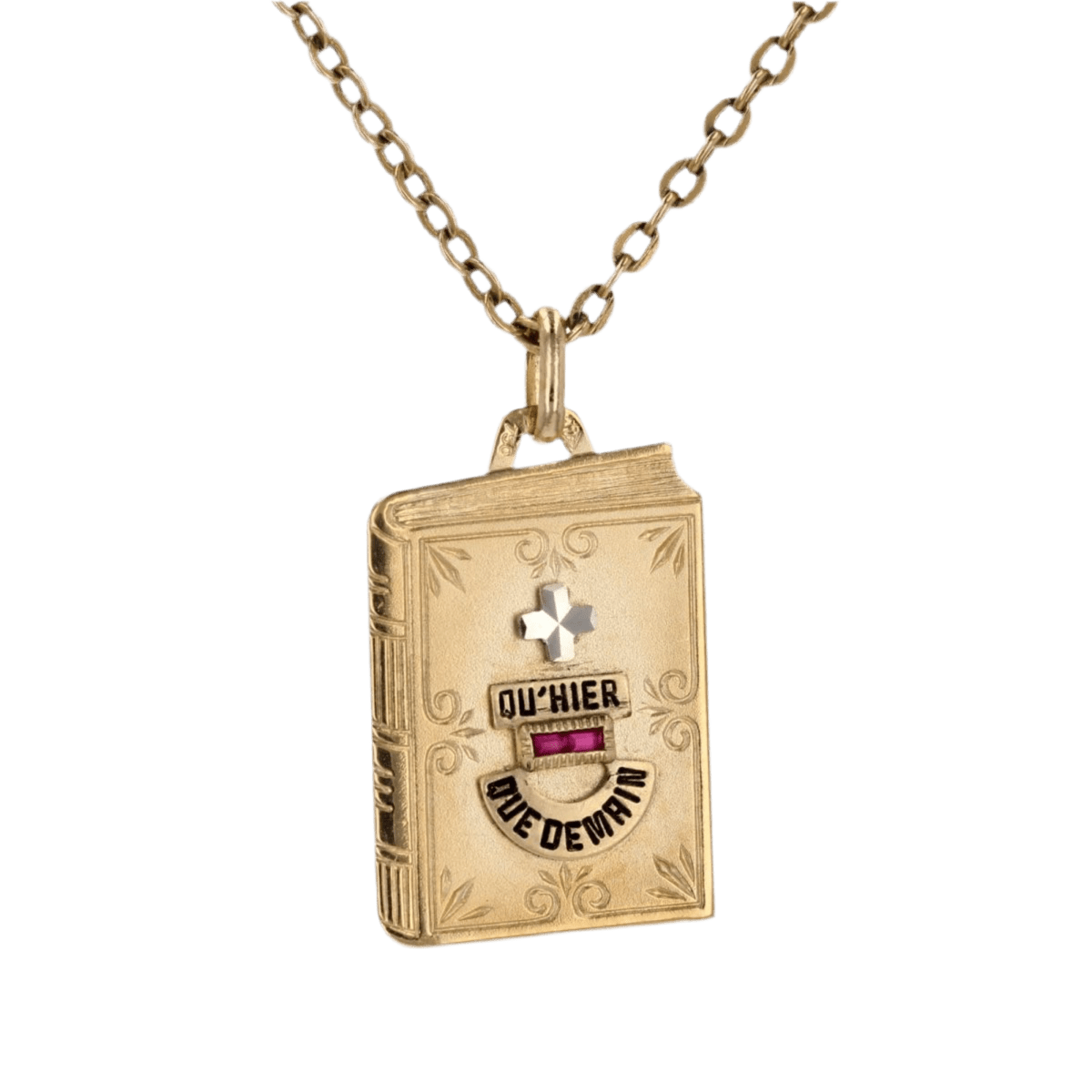 Médaille AUGIS en or jaune, émail et rubis - Castafiore