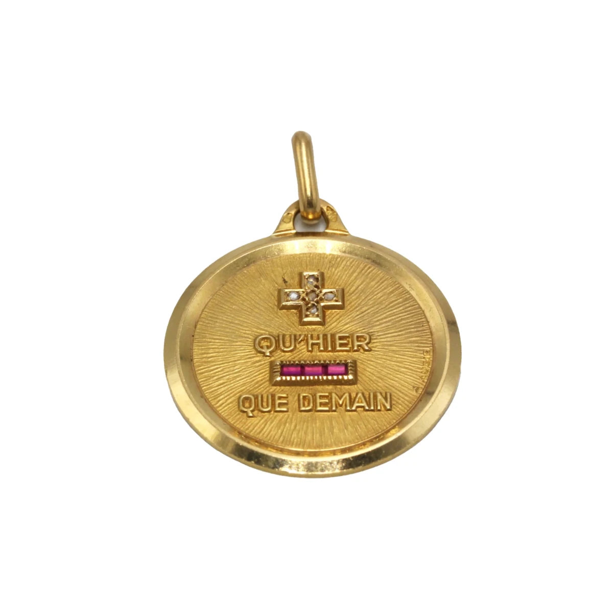 Médaille AUGIS en or jaune, pierres rouges et diamants - Castafiore
