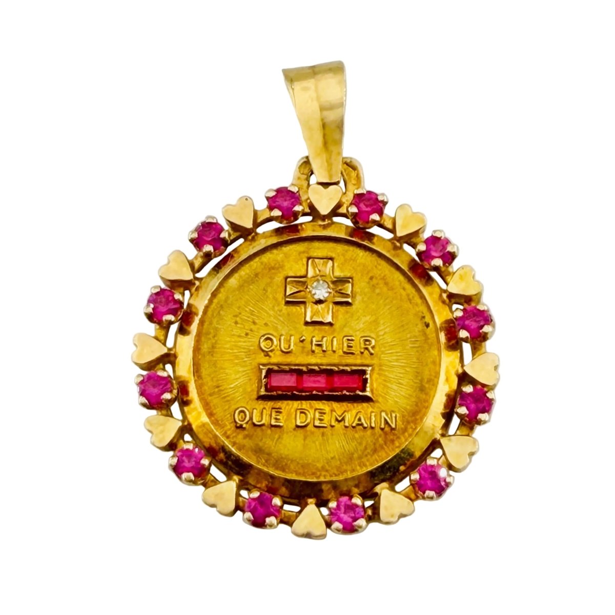 Médaille AUGIS en or jaune, rubis et diamants - Castafiore
