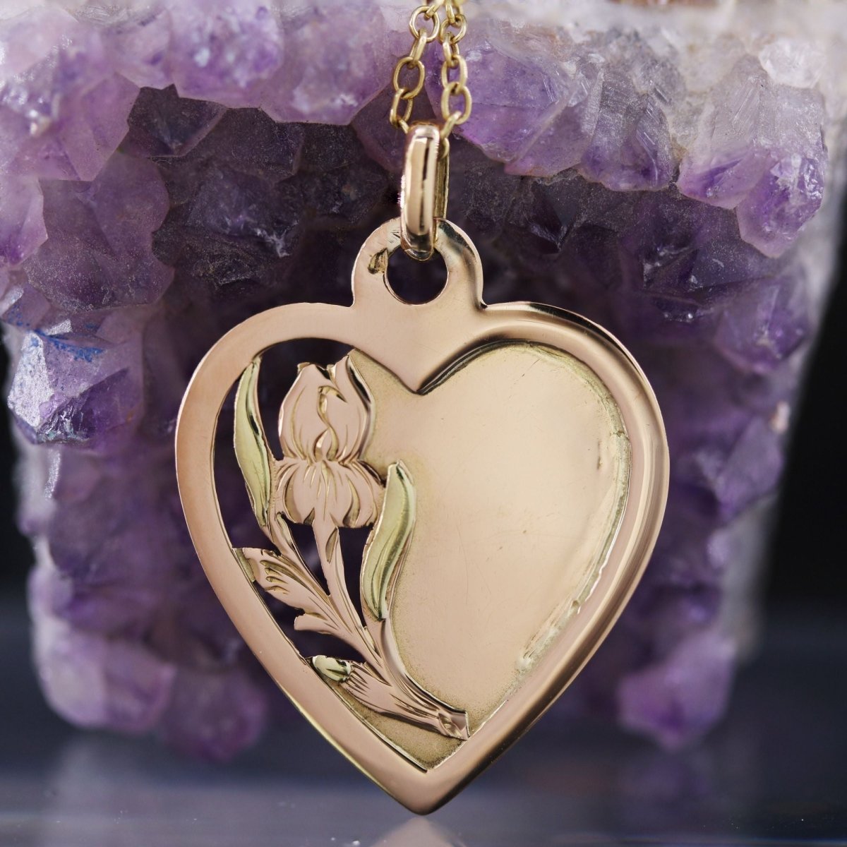 Médaille cur ajouré or rose - Castafiore