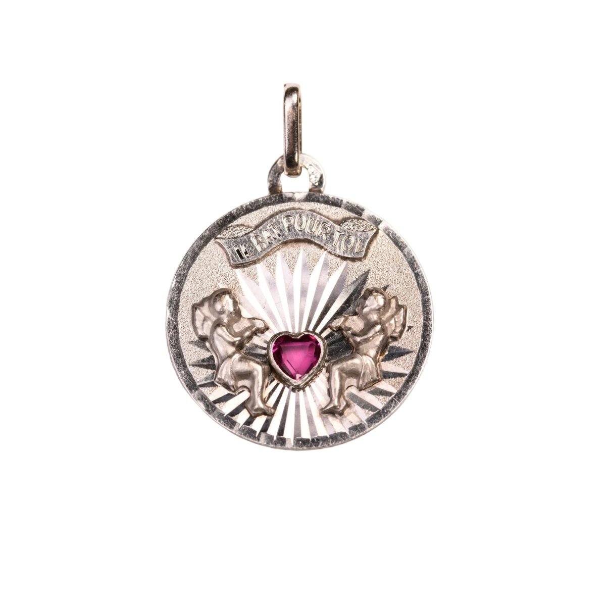 Médaille en or blanc et rubis - Castafiore