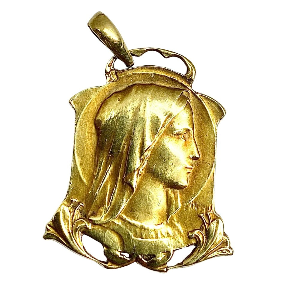 Médaille en or jaune 18 carats, vierge ,signée Dropsy, vers 1900 - Castafiore