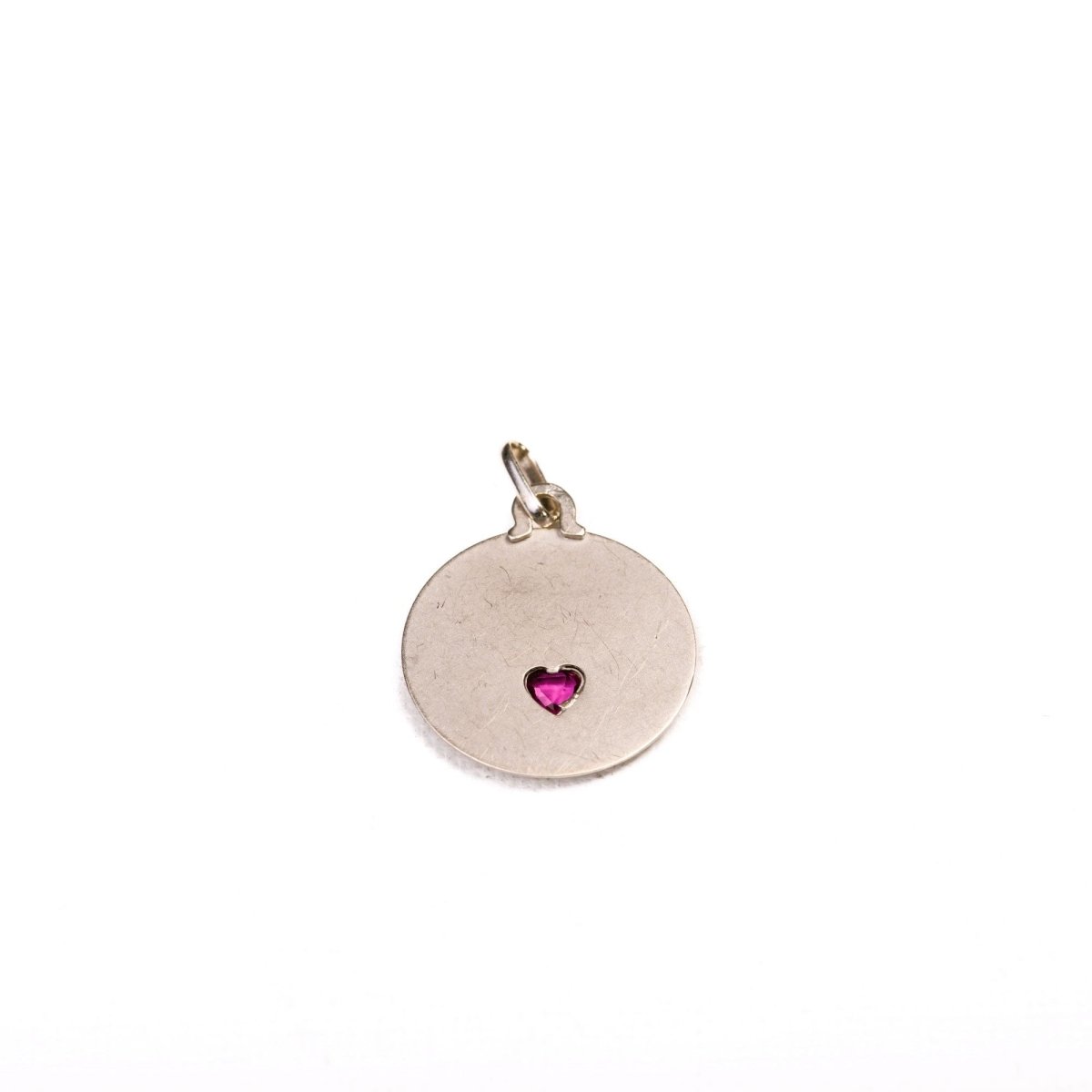 Médaille "Il bat pour toi" cœur rubis et or blanc - Castafiore