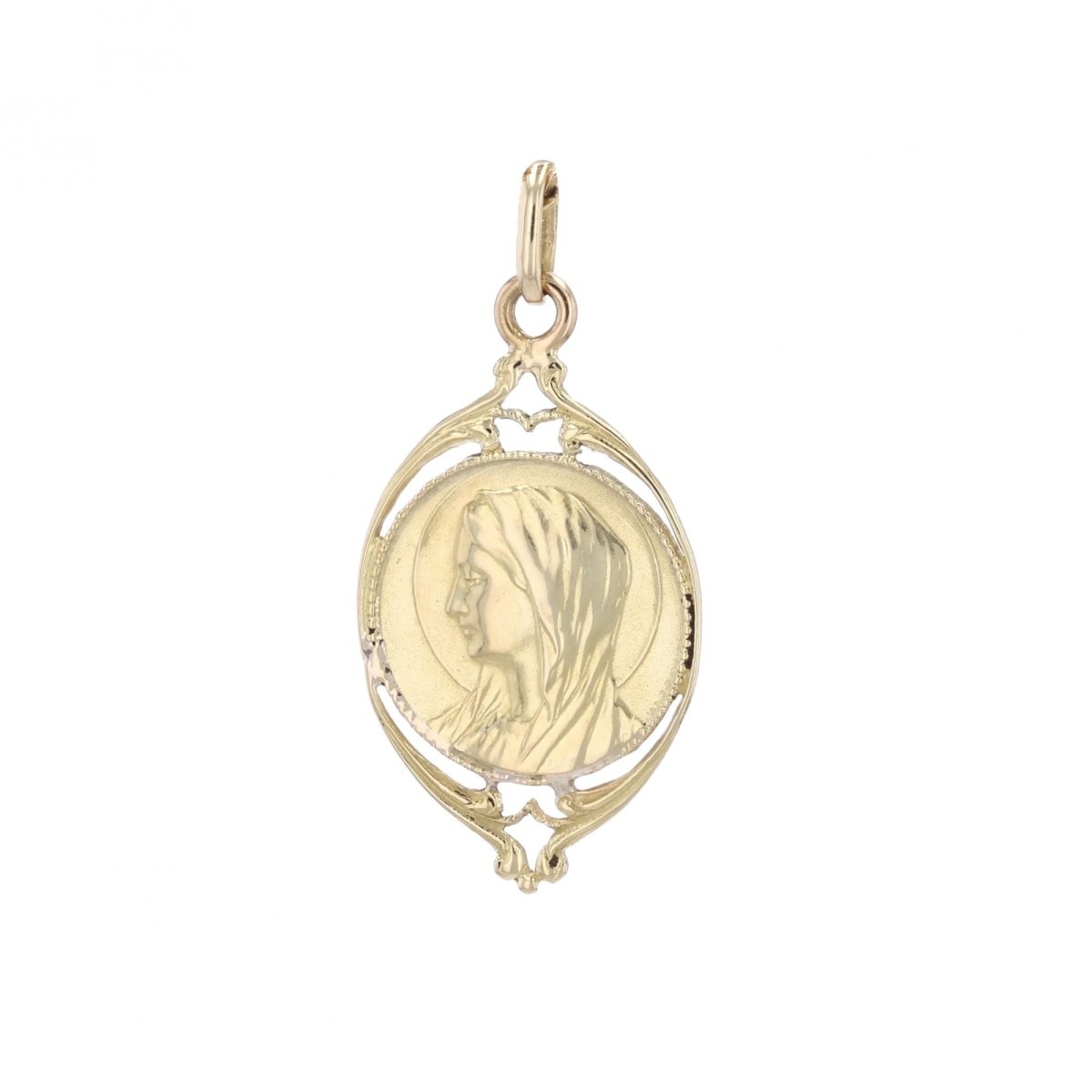 Médaille or jaune ajourée Vierge - Castafiore