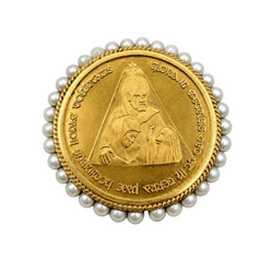 Médaille Religieuse en or jaune et perles de culture - Castafiore