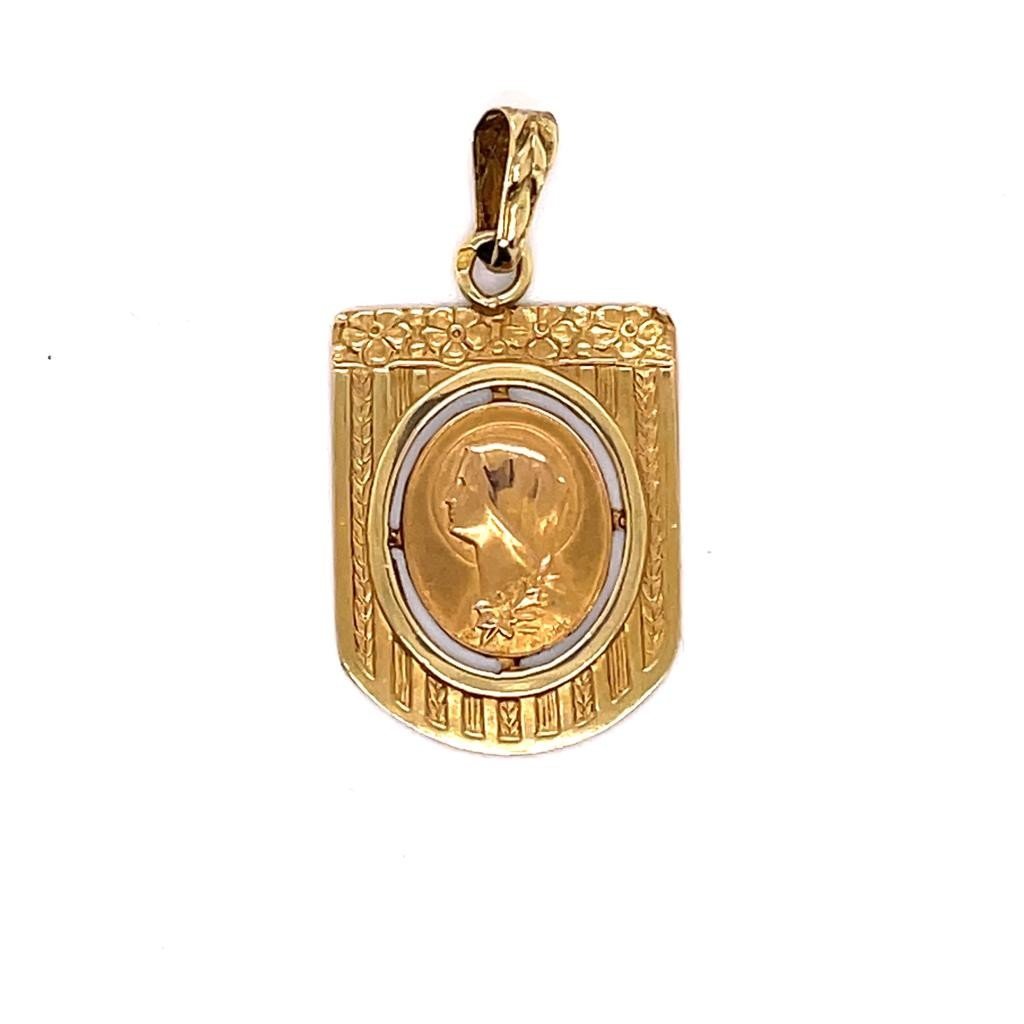 Médaille Vierge Art - nouveau Or Jaune signée Jules Holy - Castafiore