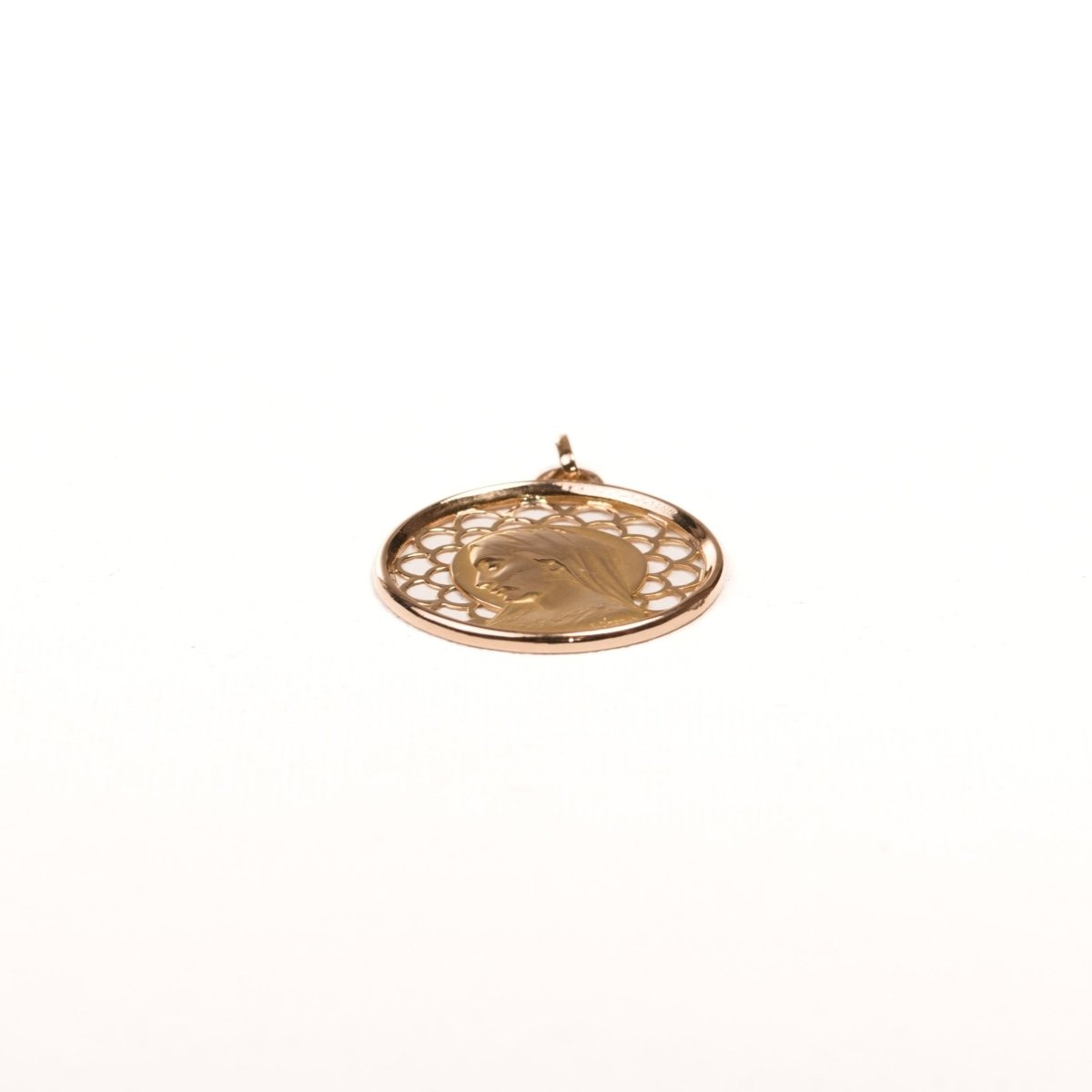 Médaille Vierge en or jaune et rose signée E.Dropsy - Castafiore