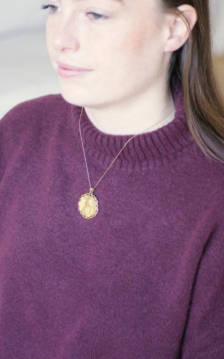 Médaille Vierge Marie Damants Or Jaune - Castafiore