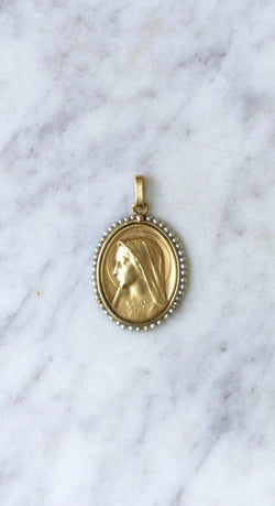 Médaille Vierge or et perles fines - Castafiore