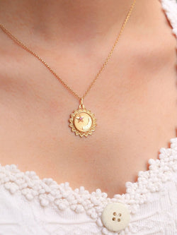 Médaille vintage Étoile d'amour or jaune rubis - Castafiore