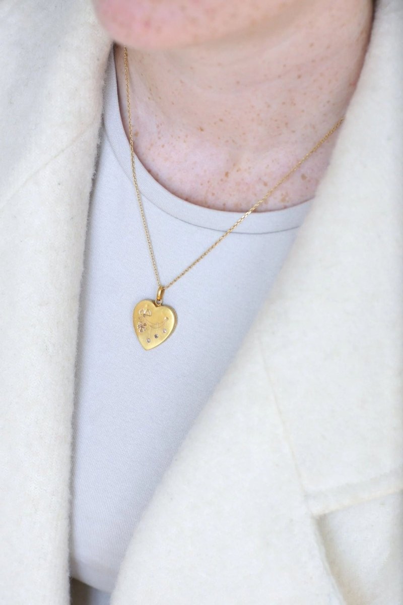 Médaillon cœur ouvrant en or, diamants, et perles - Castafiore